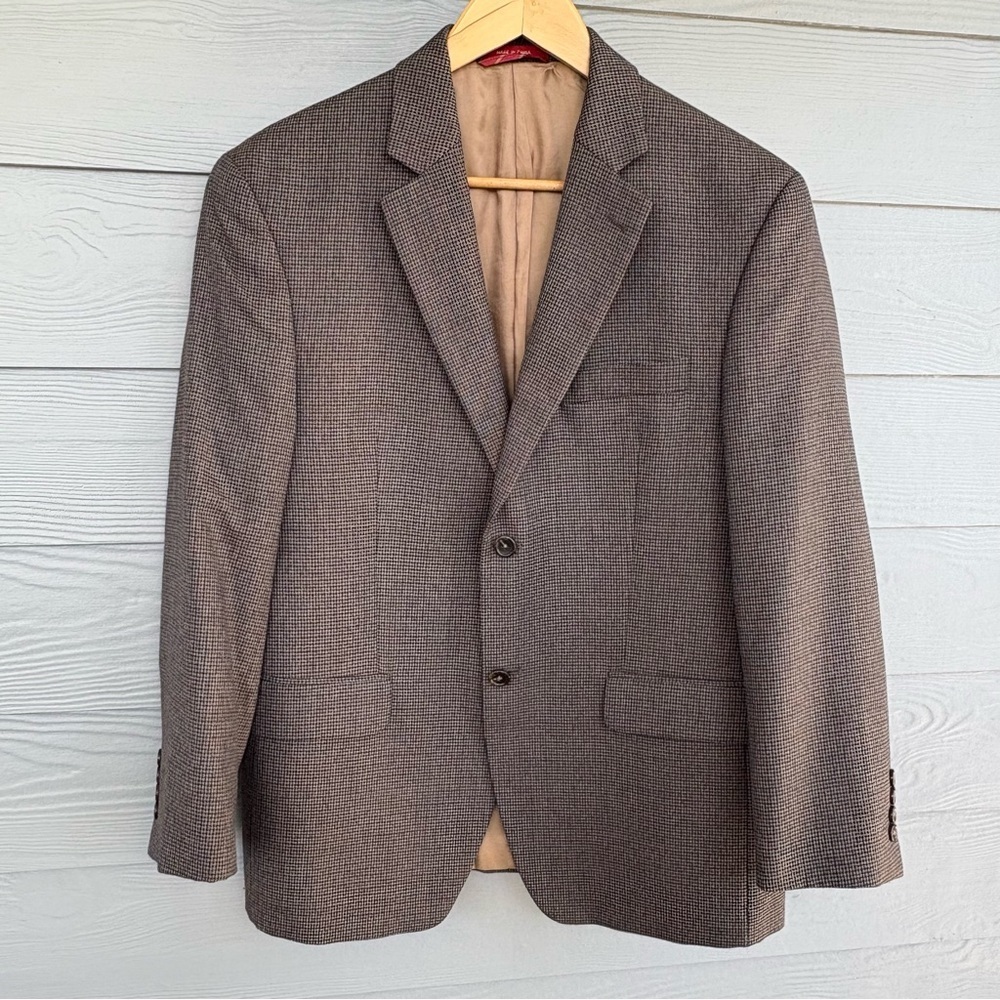 Macy's Elegant Brown & Navy Houndstooth Men's Blazer 38S
